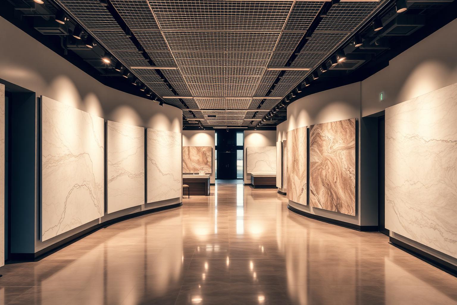 Glizers showroom with large porcelain tile display panels